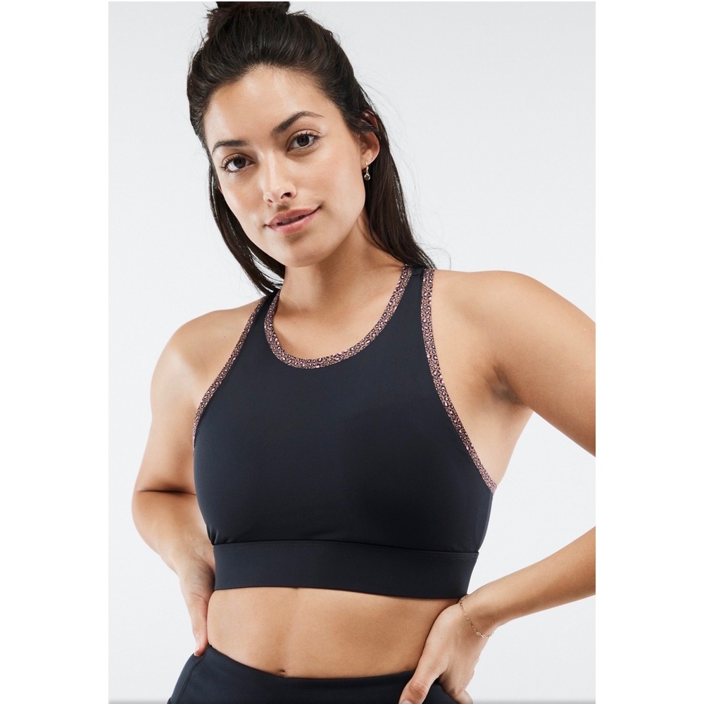 Fabletics Black Small Trinity High Impact Sports Bra Yoga Racerback Athleisure